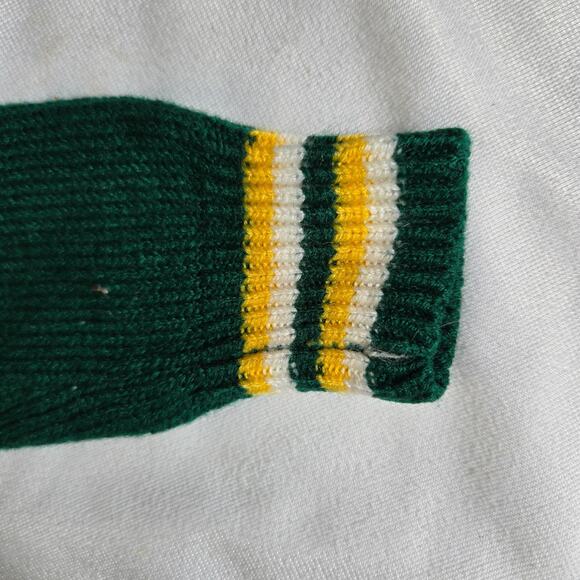 Vintage Woolworths 3T Boy's Cardigan Acrylic Green Hooded College Sweater Style - Picture 9 of 11